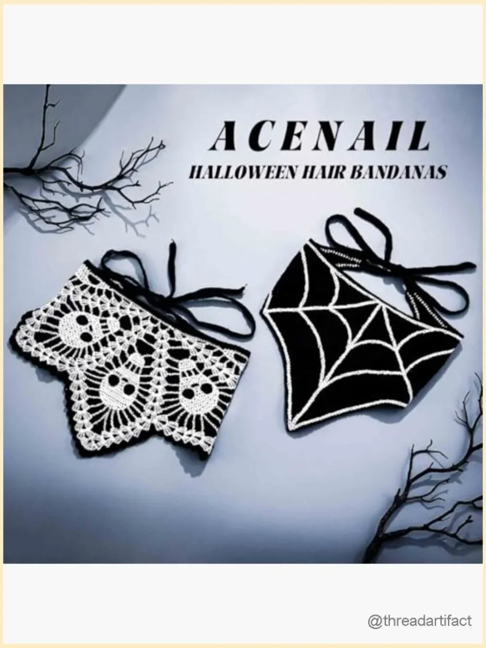 Skull Headbands Crochet Bandanas Gothic Head Scarf Hair Accessories
